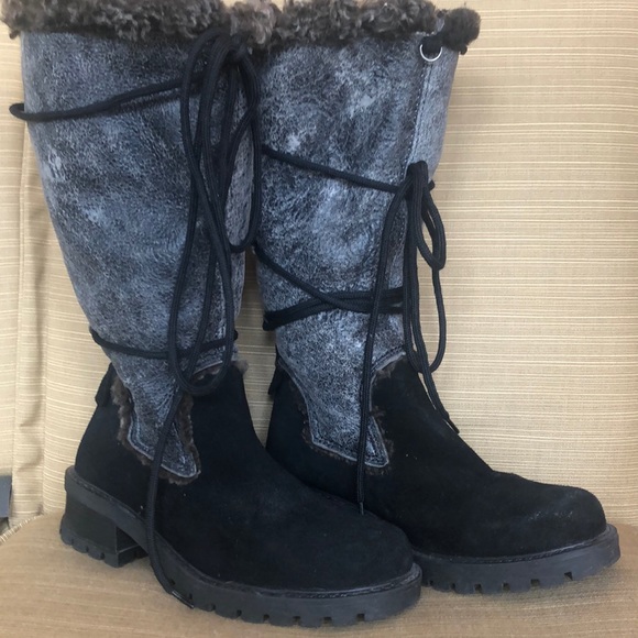 Barbo Like New Lace up Vintage Suede Winter boots Chunky Heel - Picture 1 of 6